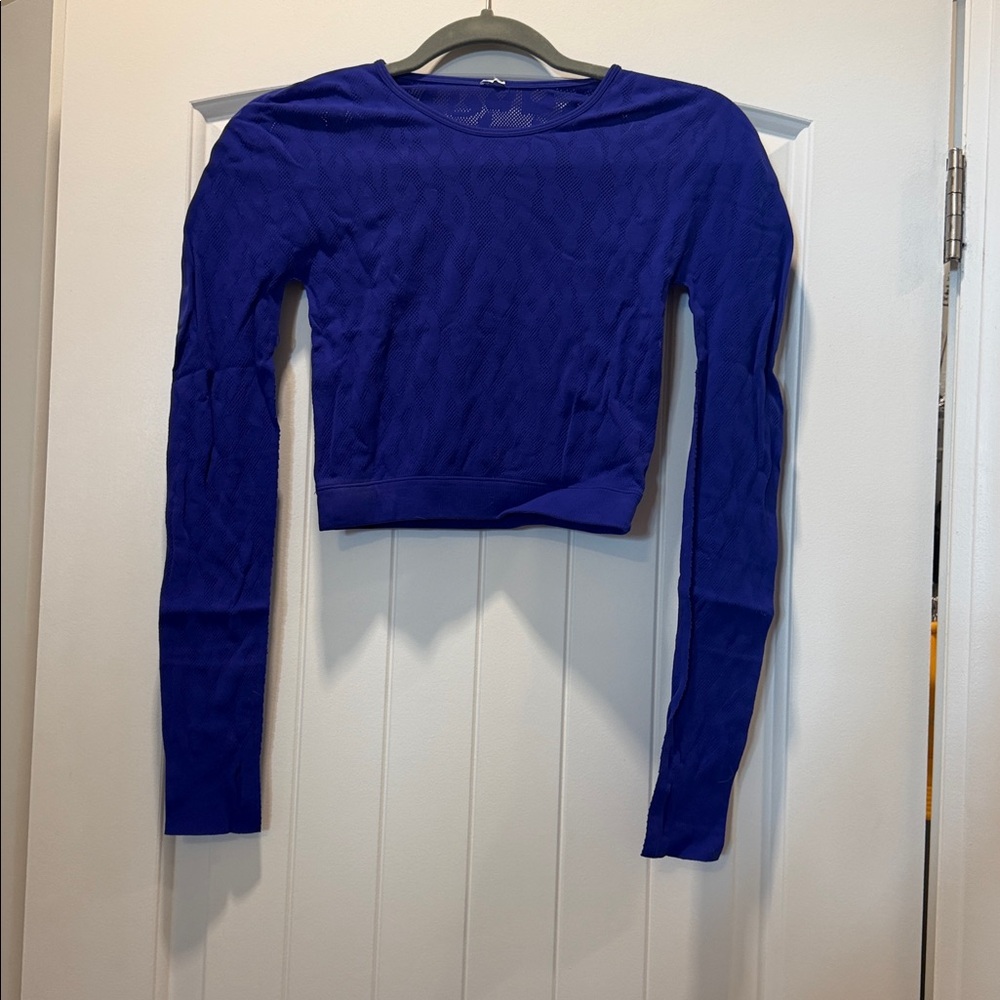 Fabletics Royal Blue Long Sleeve Crop Top - Picture 2 of 5